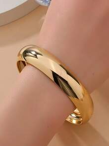 1pc/Set Fashionable Luxury Minimalist High-End Glossy Gold Women Bracelet Jewelry, Versatile Daily Casual Wear - Yellow Gold - View 4