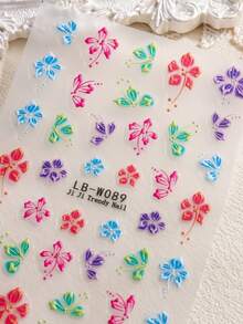 Autocollants d'art pour ongles 3D fleurs d'hibiscus, motifs de fleurs hawaïennes colorées, décoration d'art pour ongles mignonne style Y2K, décalcomanies adhésives pour la Saint-Valentin, accessoires de salon de manucure, fournitures pour ongles - Multicolore - Voir 11