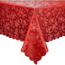 Mantel rectangular Smiry, manteles de vinilo resistentes y impermeables, cubierta de mesa lavable y limpiable para cocina y comedor (Rojo, 54 pulgadas X 78 pulgadas) - Rojo, 78 x 54 pulgadas, rectangular - Ver 2