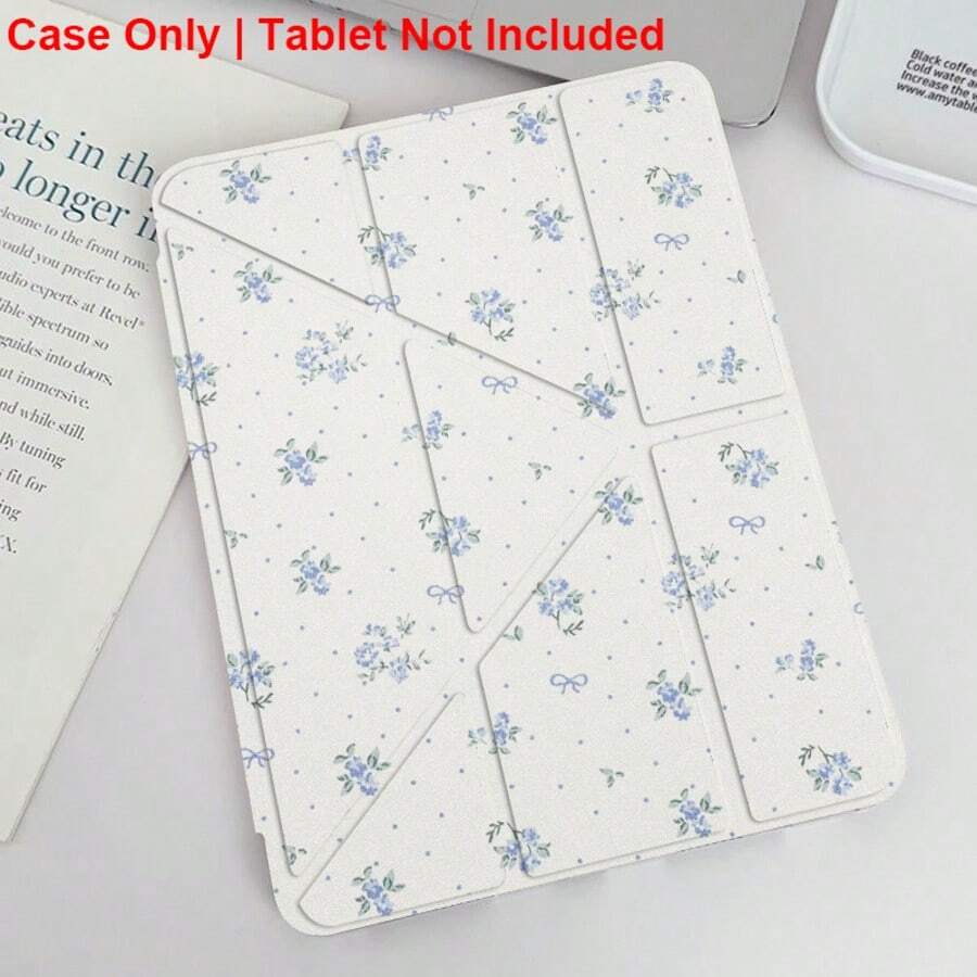 Flower Pattern Protective Case, Compatible With IPad A16 2025, Air 11/13, M2/M3, Pro 11/13, M4 2024, Air 4/5/10th Gen 10.9 Inch, Pro 11th Gen 9th Gen 8th Gen 7th Gen 10.2 Inch, Pro 12.9th Gen 4th Gen 5th Gen 6th Gen, Transparent Back Cover Y-Fold Protective Case - Floral - View 1
