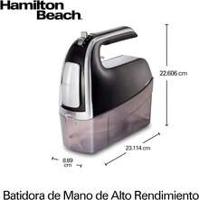 Batidora de Mano Hamilton Beach  de Alto Rendimiento, 6 Velocidades, con Estuche a Presión para guardar las aspas, Negra (62620), incluye 6 accesorios, potencia máxima de 290 watts - Tipo de Enchufe A USA (110-127V) - Ver 7