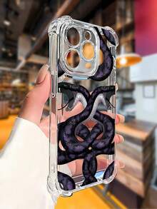 Funda con diseño de Serpiente Oscura, compatible con iPhone 16, 15, 14 Pro Max, 13, 12, 11, XR y XS Plus. Fabricada en silicona TPU, ofrece protección contra golpes y caídas, además de una excelente sensación al tacto. Es el regalo ideal para familiares, amigos y seres queridos. - transparente - Ver 4