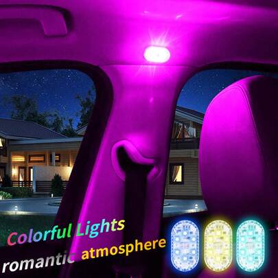 1/2PCS, Bright LED Touch Light - USB Rechargeable Mini Touch Lamp, Car Interior Reading Light Decor Light, Colored Glow Effect, Perfect For Home Decoration And Ambient Lighting, Modern Mini Lamp For Enhanced Vehicle Ambiance