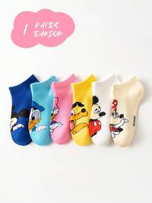 Disney 迪士尼袜子 1/3/6/12 双装，可爱卡通米奇/唐老鸭图案装饰，时尚个性，柔软亲肤透气吸汗运动袜，休闲百搭成人袜，适合日常穿着、节日礼物、户外旅行、运动。颜色随机发货 - 彩色 - 查看 9