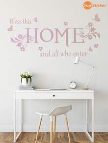 SUPSTICKER 1PC, Size 11.61 X 35.4 Inches, PVC Self-Adhesive Wall Decals, Black/Pale Pink Boho-Chic Stickers (Featuring English Phrases, Butterflies, Floral Motifs, And Eye Makeup Elements). Peel-And-Stick Removable Design. Ideal For Entryway Walls, Vanity Surfaces, Desk Backdrops, Wardrobe Doors, And Hallway Mirrors. Perfect For Creating Ambiance, DIY Furniture Makeovers, And Wall Refreshes.