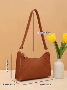 Bolso de hombro casual con relieve para mujer, bolso de mano de mujer