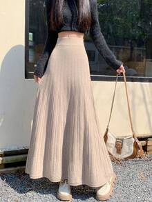 Women Sweater Skirts - Khaki - View 5