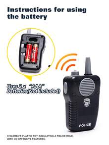 儿童角色扮演服装套装，包含逼真装备——手铐、手表、警棍、哨子、对讲机、徽章、制服、身份证，适合男孩女孩角色扮演游戏 - 彩色 - 查看 6