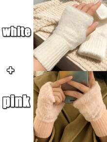 1/2/3 双装女士时尚保暖毛绒手套 - 彩色 - 查看 13