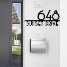 1pc Customizable Modern Metal House Number And Street Name Plate - Stylish Wall Mounted Address Sign, With Contemporary Design, Multipurpose Home Decor Sign, Handmade, No Electricity Required, Easy Installation, Weather-Resistant, Long-Lasting - Black - View 3