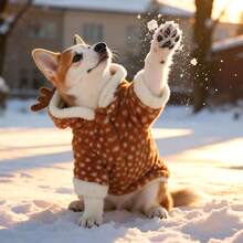 HAZOOWILL Faux Fur Cute Reindeer Dog Coat With Antler Hood And White Trim - Warm & Cozy Winter Pet Apparel, Suitable For Cats And Small Dogs