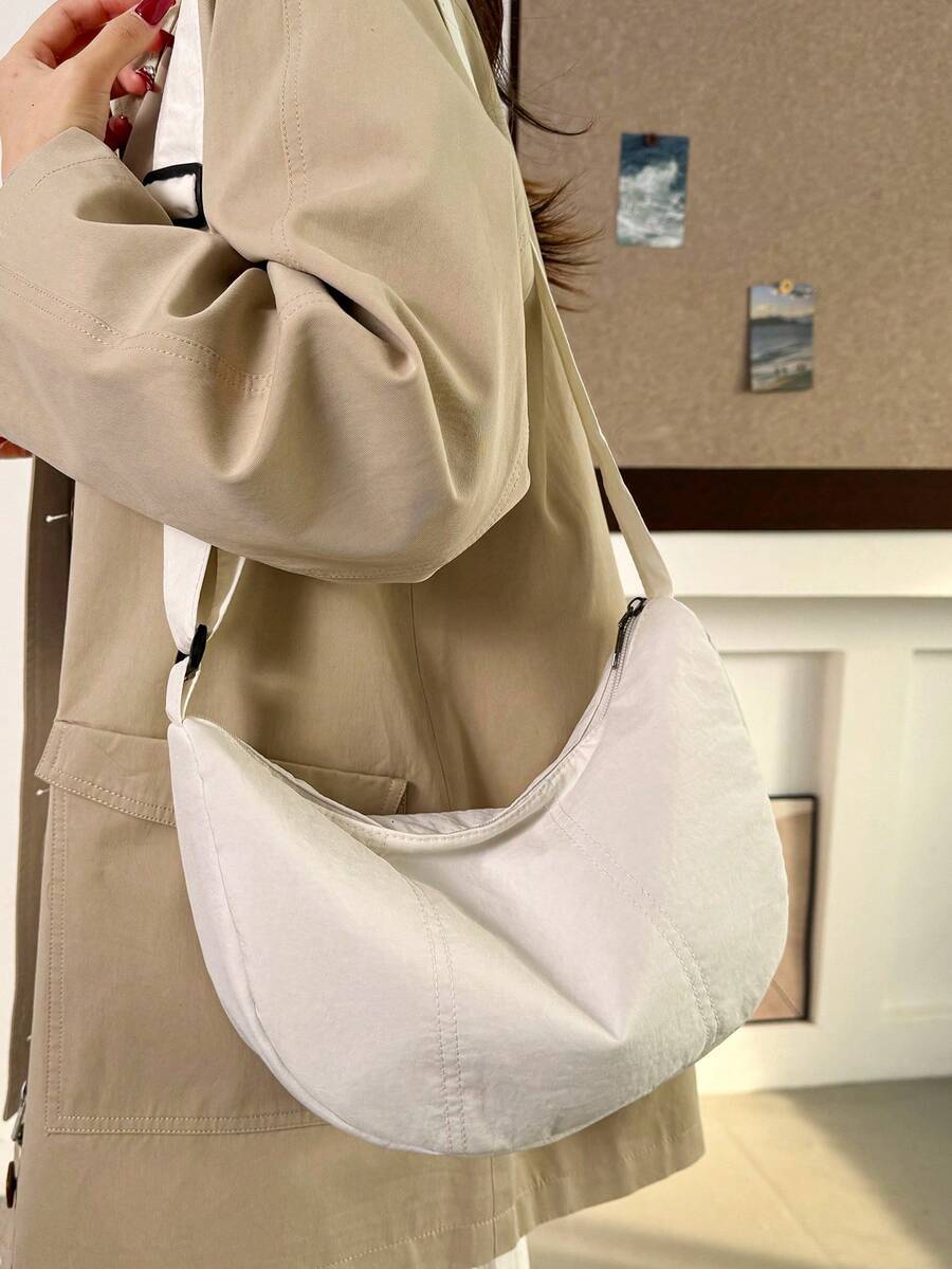 LECEY Unisex Sports Diagonal Shoulder Messenger Bag, Dumpling Shape, New Spring 2026 Collection - White - View 1