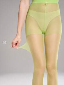 MOIRÉALLURE 1 par de medias transparentes básicas de unicolor adecuadas para la vida diaria - verde menta - Ver 3