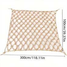 1件天然黄麻绳网，复古风格亚麻网，适用于攀援植物和豆类，花园装饰围栏网，庭院装饰，无需用电 - 彩色 - 查看 8