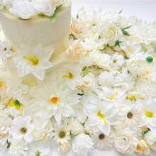 [Free Shipping]Artificial Champagne White Flowers Bulk Silk Roses Fake Flowers Heads For Crafts - DIY Home Garden Floral Party Garland Wedding Decor Mini Big Small Faux Fabric Flowers Heads 2-12cm (White Champagne) - 白香檳色 - 查看 4