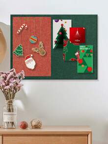 单件装圣诞墙贴，红绿格子毛毡公告板，加厚毛毡留言板，带无痕可移除背胶，节日家居办公室墙面装饰，适用于客厅、卧室，ins风照片展示 - 彩色 - 查看 2