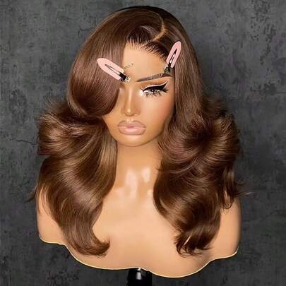 13x4 13x6 5x5 HD Lace Front Wig, Made With Brazilian Virgin Hair, Pre-Plucked, Wavy Curly, Lace Front Wig, Suitable For Women, 10-36 Inches, Swiss Lace, Remy Blended Hair, Fiber Blend, Natural Black, Shiny Soft, High Definition Transparent, Plug And Play, Pre-Cut Lace, No Glue Wig, Ear To Ear Full Lace Wig, Virgin Hair Blend, Side Middle Part, Free Parting, 10-14 Inch Bob Wig
