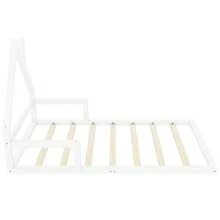 Children's Bed 90 X 200 Cm, Flat Bed, House Shape, Solid Pine, Simple Design, White - White+Pine Color - View 8
