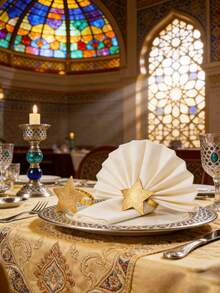 4-12pcs Premium Matte Star Napkin Rings, Suitable For Holiday Table Decor, Ramadan, Weddings - Multicolor - View 8