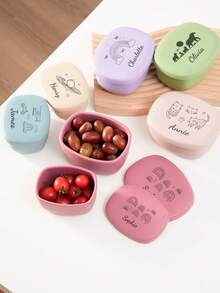 2PCS Personalized Customization Name And Pattern Silicone Food Storage Box Containers With Lids Custom Tableware Portable Dinner Box, Back To School, Leak-Proof, Aesthetic - Multicolor - View 7