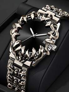 1pc Red & Green & Black & White Dial Claw Shaped Men's Watch With Calendar Display, Unique Embossed Strap Design, Suitable For Daily/Party/Rock/Gothic Style Fashion Accessory Watch - 均碼 - 查看 13