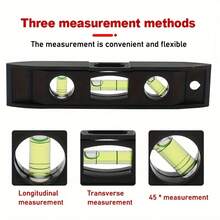 6-Inch Magnetic Leveling Ruler, Bubble Torpedo Magnetic Level, 45°/90°/180° Bubble, Shock-Resistant Magnetic Level Measuring Tool - Multicolor - View 4