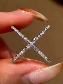 1 chiếc nhẫn đá Cubic Zirconia thanh lịch, quà tặng Ngày Valentine cho nữ, trang sức kỷ niệm. - Bạc - Xem 3