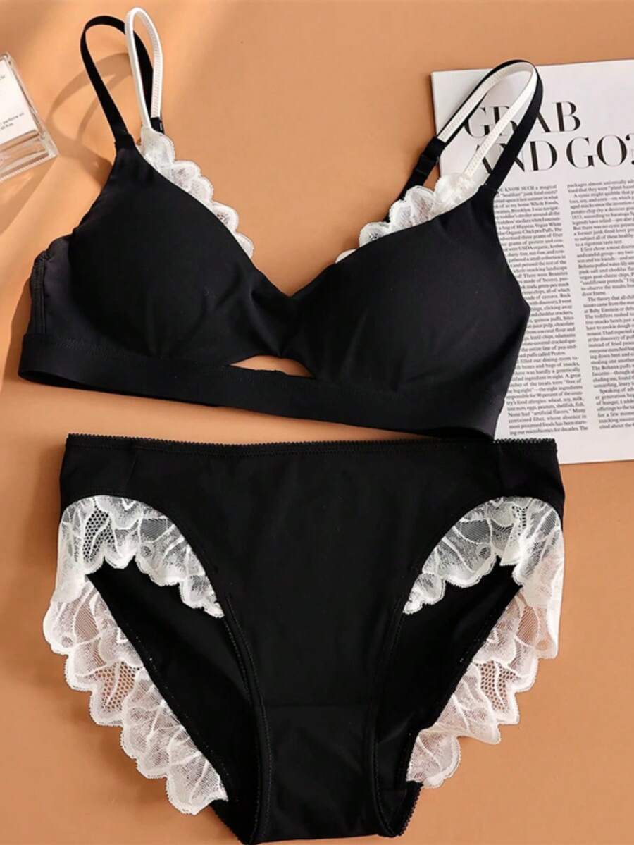 Women Sports Bra And Panty Sets - màu đen - Xem 1