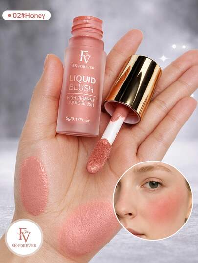 FV 高显色液体腮红，持久可叠加，质地轻盈易晕染，打造自然水润妆效，稀有品牌，美妆化妆品，面部彩妆，完美适用于女性和女孩，冬季理想之选，Y2K 时尚，生日和圣诞节礼物佳选，派对必备，最佳颜色
