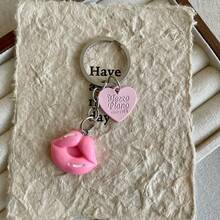 Heart Lip Print Keychain, Cartoon Animal Resin Animal Accessories, Durable Keychain, Decorative Birthday Gift Card Clip Keychain Set, Suitable For Bags And Car Keys - Multicolor - View 8