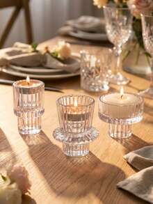 1pc/Set Glass Candle Holder, Elegant Multi-Color Glass Candle Holder, Reversible Design, European Style Romantic Candle Holder For Candlelight Dinner, Wedding Anniversary, Birthday Party, Holiday Party - Multicolor - View 2