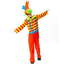 男士专业小丑服装，经典男士小丑服装，全套趣味成人小丑服，超大号彩色连体衣，包括（帽子、连体衣） - 彩色 - 查看 8