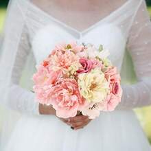 [Free Shipping]Artificial Flowers Combo Pink Roses With Stems Bouquets Box Set Bridal Wedding Shower Decorations Fake Floral For Party Table Centerpieces Home Decor - RomanticPink - View 4