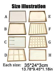 1/4个胡桃木首饰盒，带分隔托盘，适合展示手镯、项链、手链和其他饰品，多种尺寸可选，适用于珠宝店、个人饰品收纳和摊位珠宝展示。 - 彩色 - 查看 9