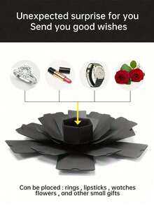 1 pièce Boîte d'explosion hexagonale - Album photo fait main DIY, boîte cadeau d'anniversaire créative surprise. Convient pour les fêtes d'anniversaire, les fêtes d'anniversaire de mariage et les fiançailles ; peut également être utilisé comme boîte cadeau surprise de fête, souvenir photo fait main créatif et boîte à bijoux. - Noir - Voir 5