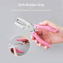 Aimall Circle/Heart/Star Shaped Metal Hole Punch Pliers Soft Grip Paper Hand Puncher AU - 粉色 - 查看 4