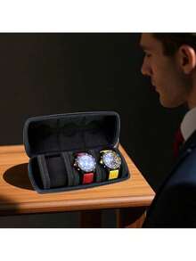 EstiloKai Tian - Estuche De Viaje Para Hombre, 3 Ranuras, Caja Organizadora PortáTil Con Cierre EVA Con Almohada De Espuma Suave Compresible Para Adaptarse A Relojes Grandes Y PequeñOsVersióN Mejorada - 3 ranuras - Ver 6