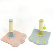 Cat Scratching Tower – Cute Paw & Flower Design Post With Pom Ball Toy, Soft Carpet Base, Sizes - Một cỡ - Xem 5