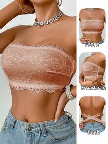 Women's Front Closure Minimalist Fitted Casual Wireless Bra - Apricot - View 4