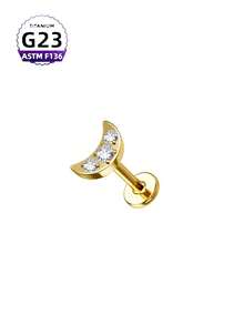 CatDObo 1pc Golden Wind Earrings; Multi-Shaped Diamond-Inlaid Earrings; 18k 16g Astm-F136 G2 Titanium Inner Wire Zirconia Labret Cartilage Earrings; Ear Studs; Lip Rings; Titanium Piercing Jewelry. - Combination 1 - View 7