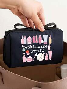 Women's & Cute Beauty Skincare Travel Organizer - Lightweight Foldable Cosmetic & Toiletry Bag With Zipper Closure, ,Lightweight Foldable Storage Bag,Women's Portable Travel Toiletries Bag, Lipstick Bag, Coin Purse, Large Makeup Storage For Daily Use, Spa, Vacation - Durable Gift-Worthy For Skincare Routine - Multicolor - View 5