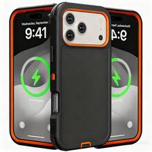 Suitable 17/16/15/14/13 Series Three-Layer Thickened Heavy-Duty Protective Case, Heavy-Duty Anti-Fall Full-Body Strong Shockproof Three-Layer Sturdy Protective Mobile Phone Case, 3-In-1 Sturdy And Durable Protective Case, Halloween, Christmas, Easter And Thanksgiving, Perfect Male/Girlfriend Holiday And Birthday Gift Selection - Cam Đen - Xem 1