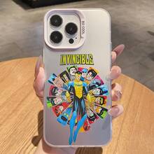 Funda de Teléfono Creativa y Genial de Cómic I-Invincible S, Compatible con iPhone 17 16e 16 15 14 13 12 11 Mini Pro Max Air X XR XSMAX 8 7 Plus, Funda Protectora a Prueba de Golpes con Cubierta Trasera Mate, Regalo - Colores mixtos - Ver 2