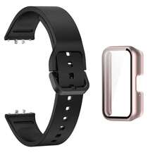 Quick-Release Silicone Wristband + Case Kit For Galaxy Fit 3 Smartwatch - ORO ROSA/NEGRO - Ver 1