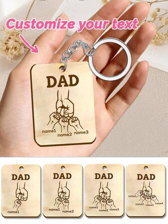 1個 カスタム木製キーチェーン、名入れ可能 パパのファーストバンプキーチェーン、1-5名までの名入れキーチェーン、新米パパへのカスタマイズ可能なギフト、キーチェーンアクセサリー、バックパックペンダント、キーチェーンペンダント、ルームデコレーション、オフィスペンダントに適しています。ベビーシャワー、父の日、誕生日、記念日、家族、パパ、夫、恋人、学用品、入学祝いにも最適です。