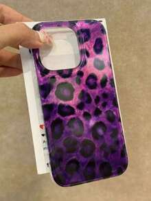 1pc Fashionable Elegant Dark Purple Leopard Gradient Foil Texture Phone Case Compatible With Apple 17 Pro Max, 16/ 16 Pro Max, 15 Pro, 13, 14, 15, 16 Pro, Shock-Proof, Full Coverage Soft Shell Compatible With IPhone 11, 12 - Purple - View 2