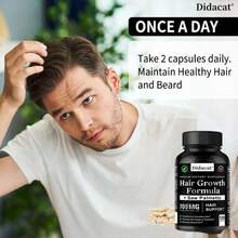 Premium Hair Growth Formula - 120 Capsules - With Saw Palmetto, Essential Vitamins & Minerals - For Men & Women - 1瓶 - 查看 3