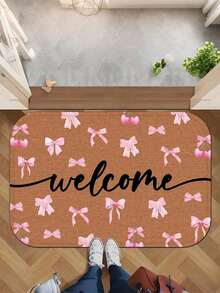 1 件超柔软粉色蝴蝶结迎宾垫 - 防滑吸水浴室地毯，水彩蝴蝶结设计，加厚设计更加舒适，是浴室和客厅装饰的理想之选 - 彩色 - 查看 14