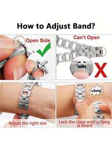 Band And Case Set For Women - Fashionable D-Shape Metal Band With Rhinestones (38mm, 40mm, 41mm, 42mm, 44mm) + Shiny Rhinestone Shock-Proof & Scratch-Resistant PC Case With Tempered Glass Screen Protector, Silver. Women's Accessories Compatible With Apple Watch Band And Case. - Silver - View 8