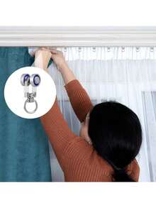 EstiloKichvoe 10 Piezas Accesorios Para Cortinas Rodillos Portadores De Metal Polea De Riel De Cortina Rodillo De Rueda Deslizante Planeador De Pesado VehíCulo De TransporteVersióN Mejorada - 1 - Ver 3